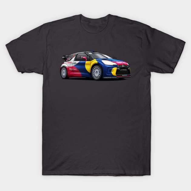 Citroen DS3 WRC - Sebastien Loeb T-Shirt by Mario Ramos Rally Art